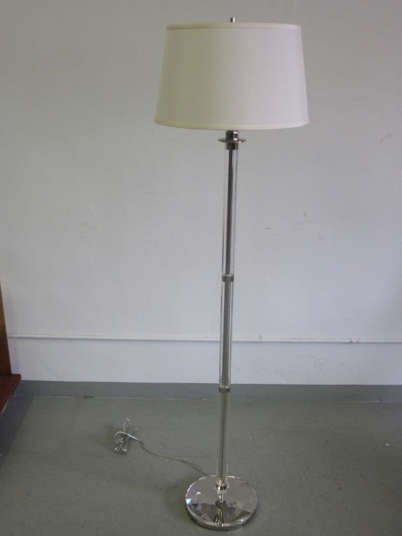 1 Solid Crystal and Silver Plated Floor Lamp attributed to Baccarat