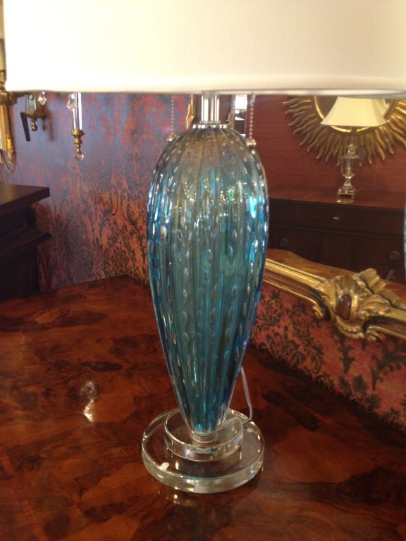 Italian Pair of Murano Table Lamps in the Manner of Barovier e Toso