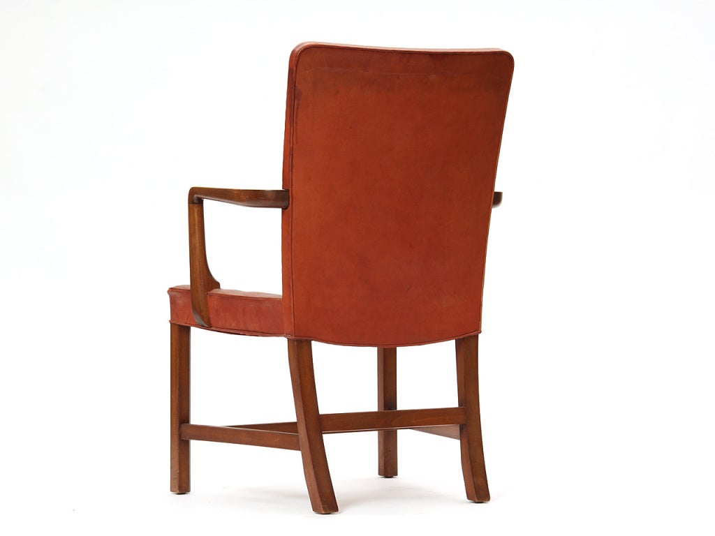 High Back Barcelona Chair by Kaare Klint for Rud Rasmussen In Good Condition In Sagaponack, NY