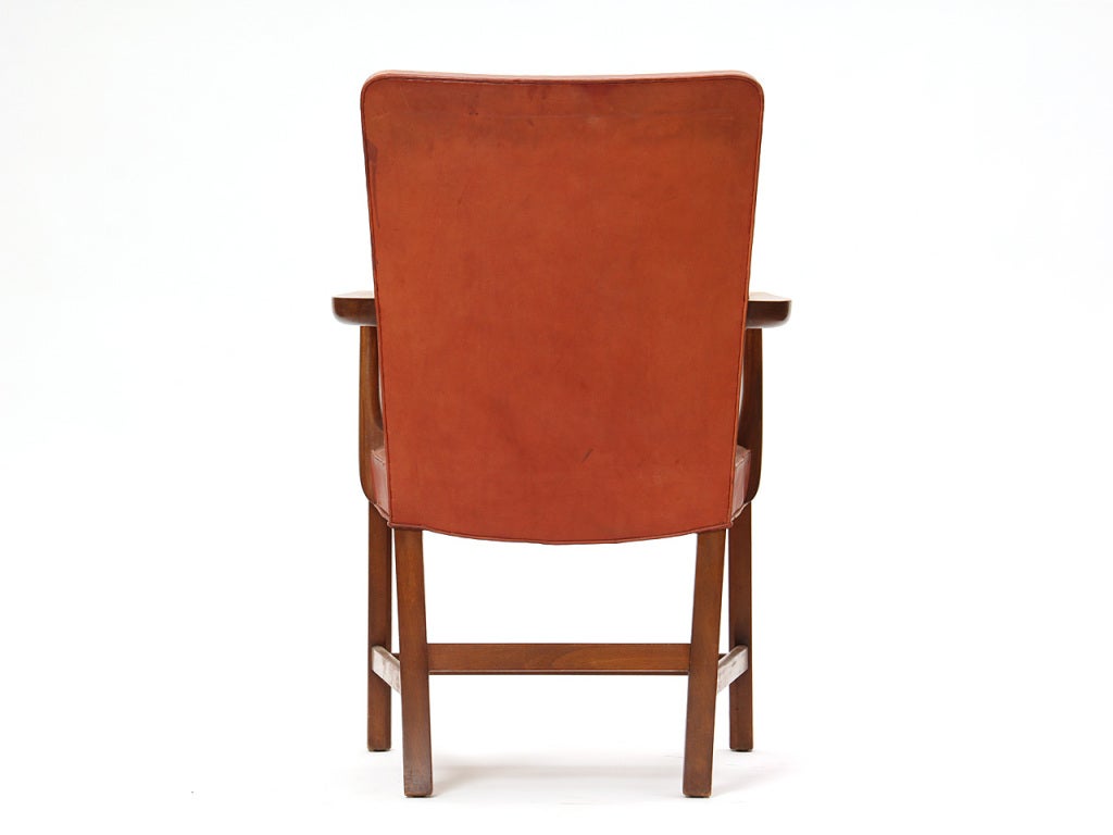 High Back Barcelona Chair by Kaare Klint for Rud Rasmussen In Good Condition In Sagaponack, NY