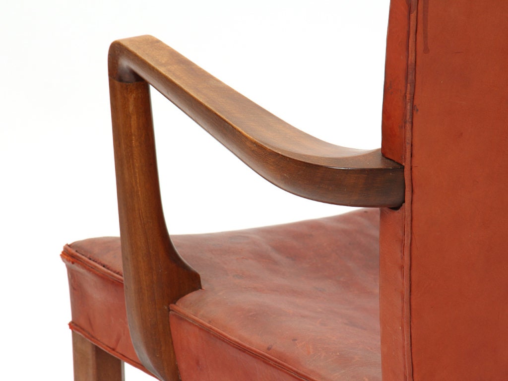Silla Barcelona de respaldo alto de Kaare Klint para Rud Rasmussen Caoba en venta