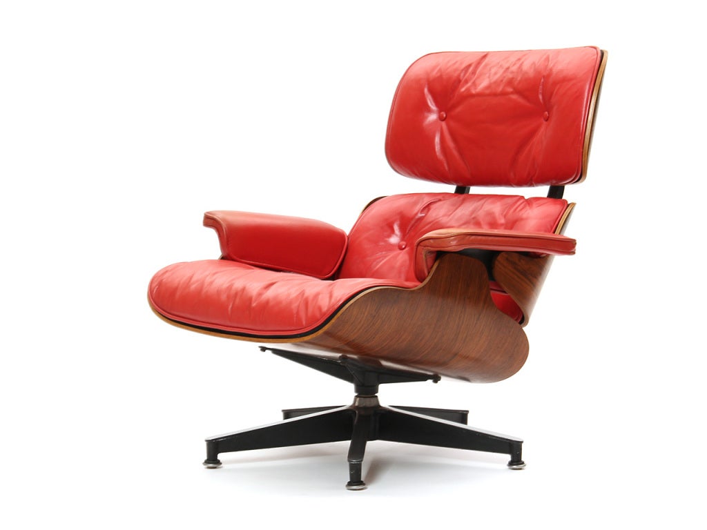 Mid-Century Modern Red Lounge Chair By Charles And Ray Eames