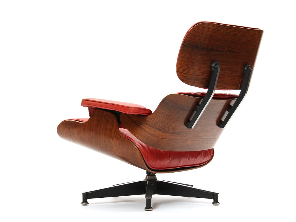 Red Lounge Chair By Charles And Ray Eames In Good Condition In Sagaponack, NY