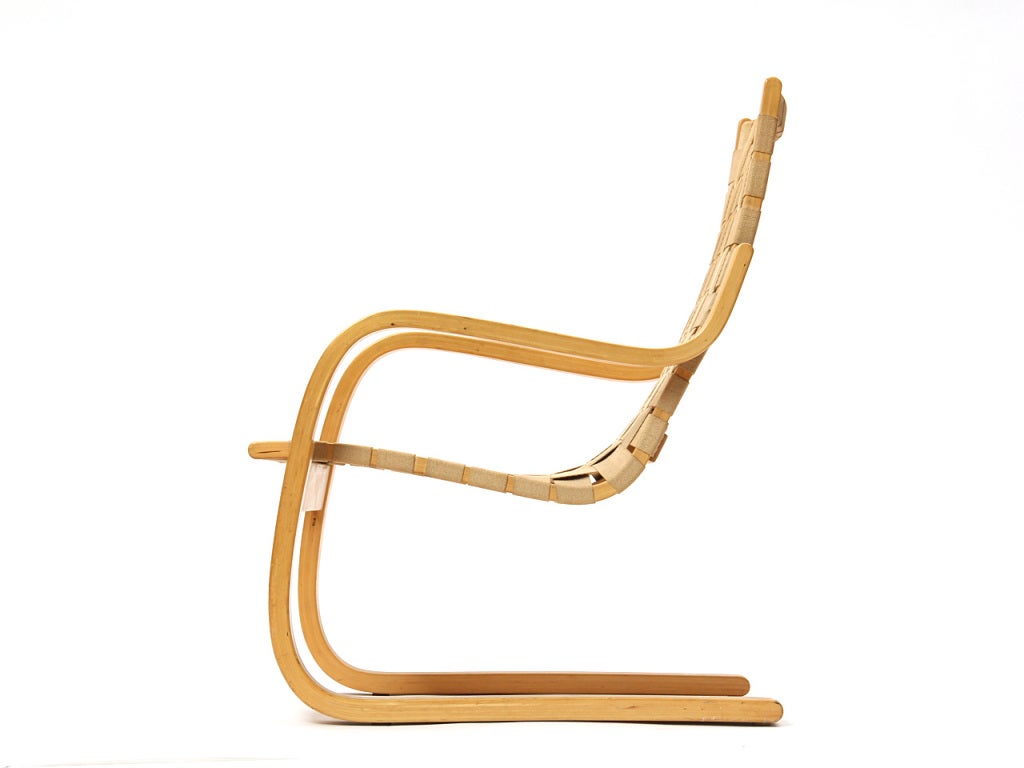Scandinavian Modern Webbed Lounge Chair by Alvar Aalto for Artek