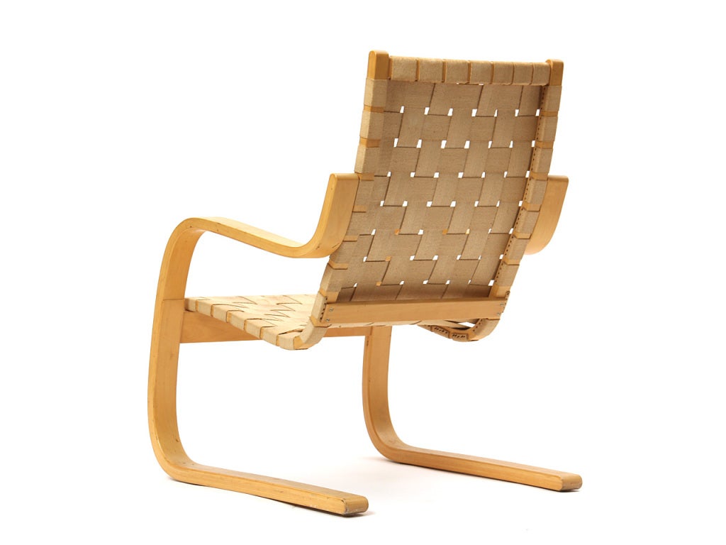 Finnish Webbed Lounge Chair by Alvar Aalto for Artek