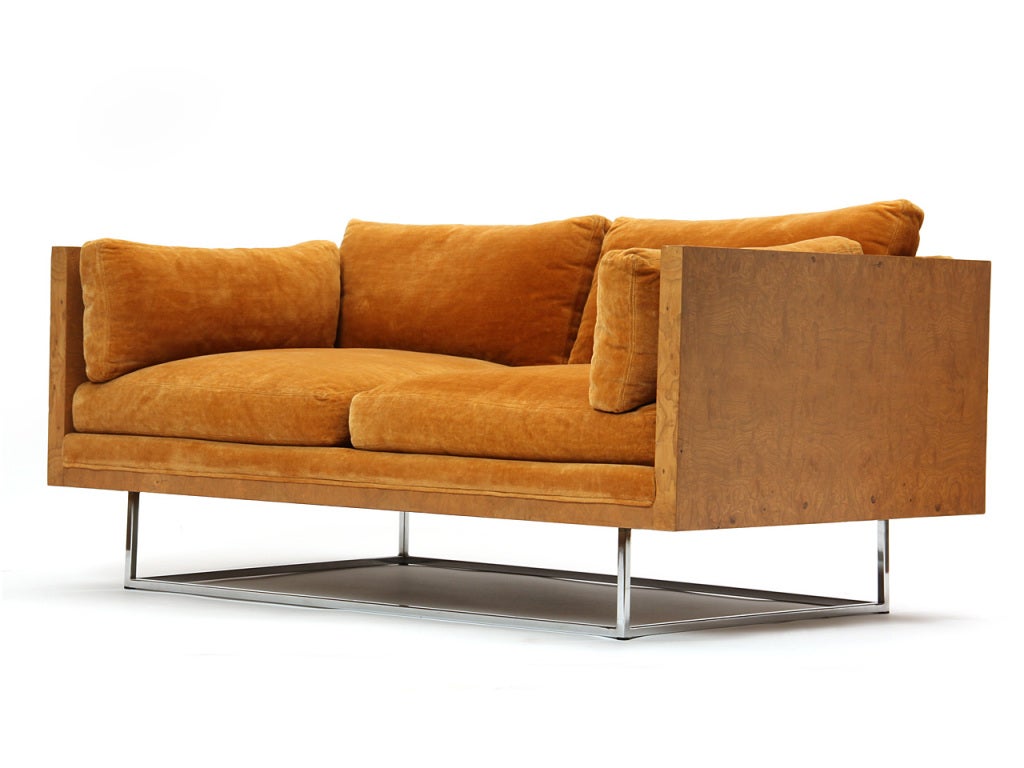 American Burled Sofa By Milo Baughman