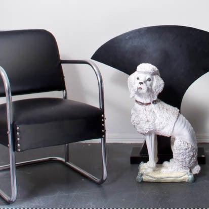 Rare Large Italian Pottery Sculpture of a Standard Poodle In Excellent Condition In Minneapolis, MN