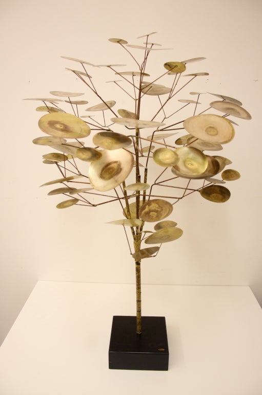 American Curtis Jere 1968 Brass Rain Drop Tree Sculpture