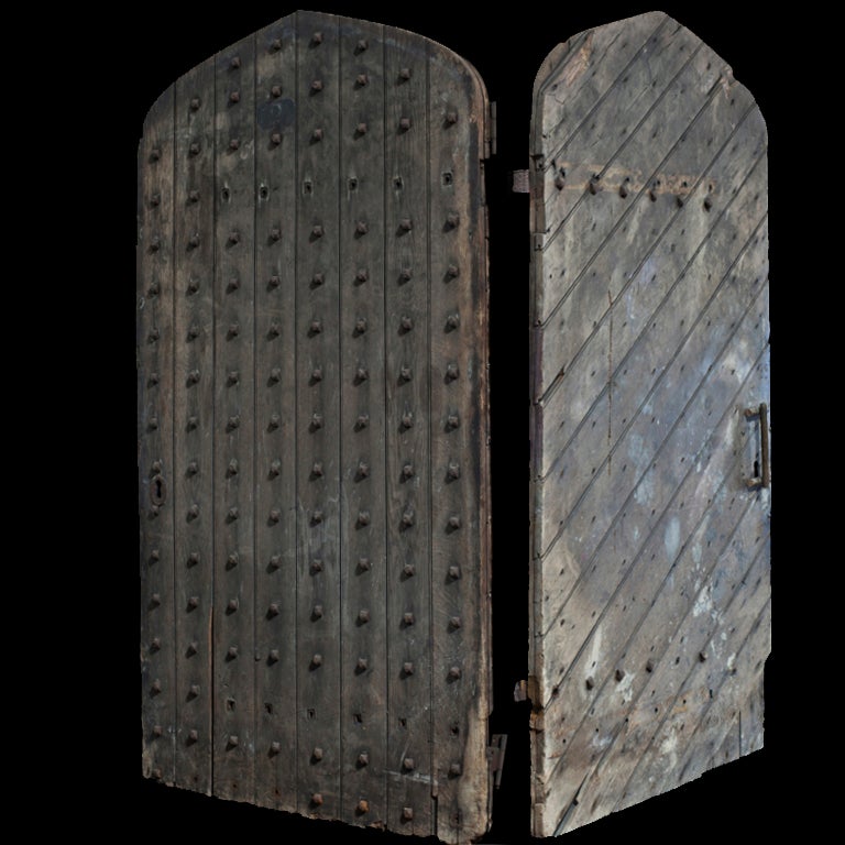 Monumental Wood / Iron Studded Manor Doors