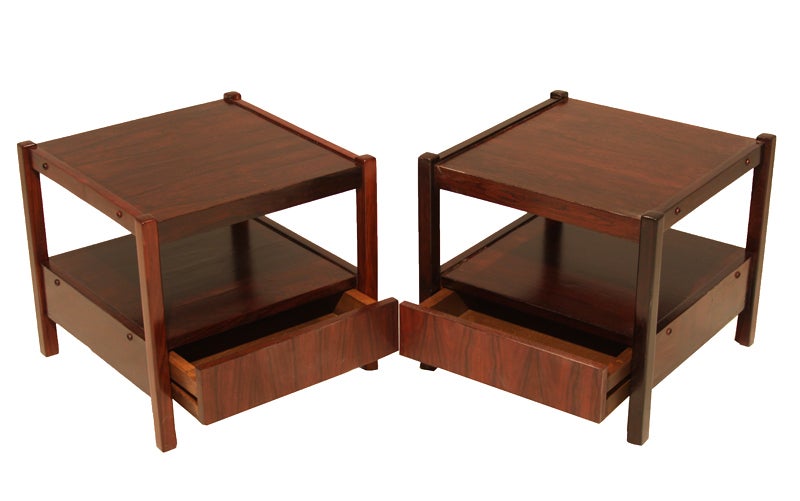 Mid-Century Modern Mid-Century Brazilian Hardwood Side Tables by Celina Moveis  For Sale