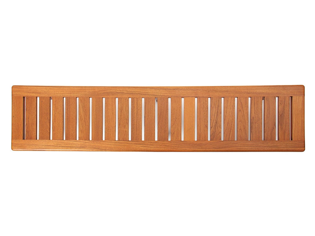 Mid-20th Century Solid Teak Slatted Bench by Hans J. Wegner