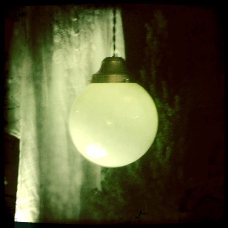 Large Vaseline Glass Globe Light In Excellent Condition In New York, NY