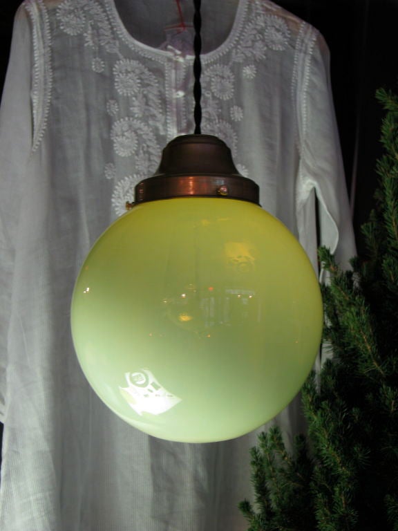 20th Century Large Vaseline Glass Globe Light