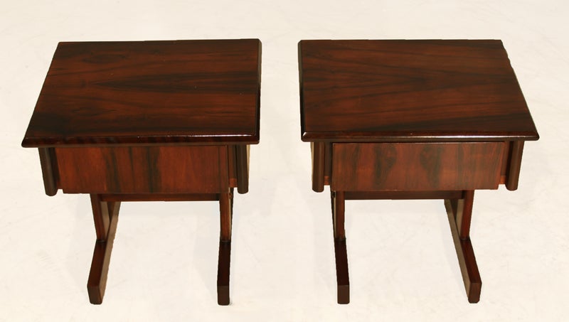 Brazilian Pair of Petite Rosewood Side Tables or Night Stands