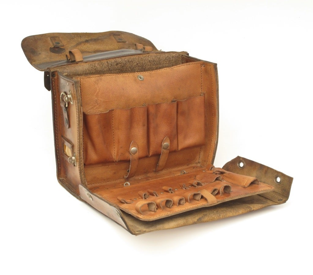 Brown Leather Craftsman Tool Case Satchel 1