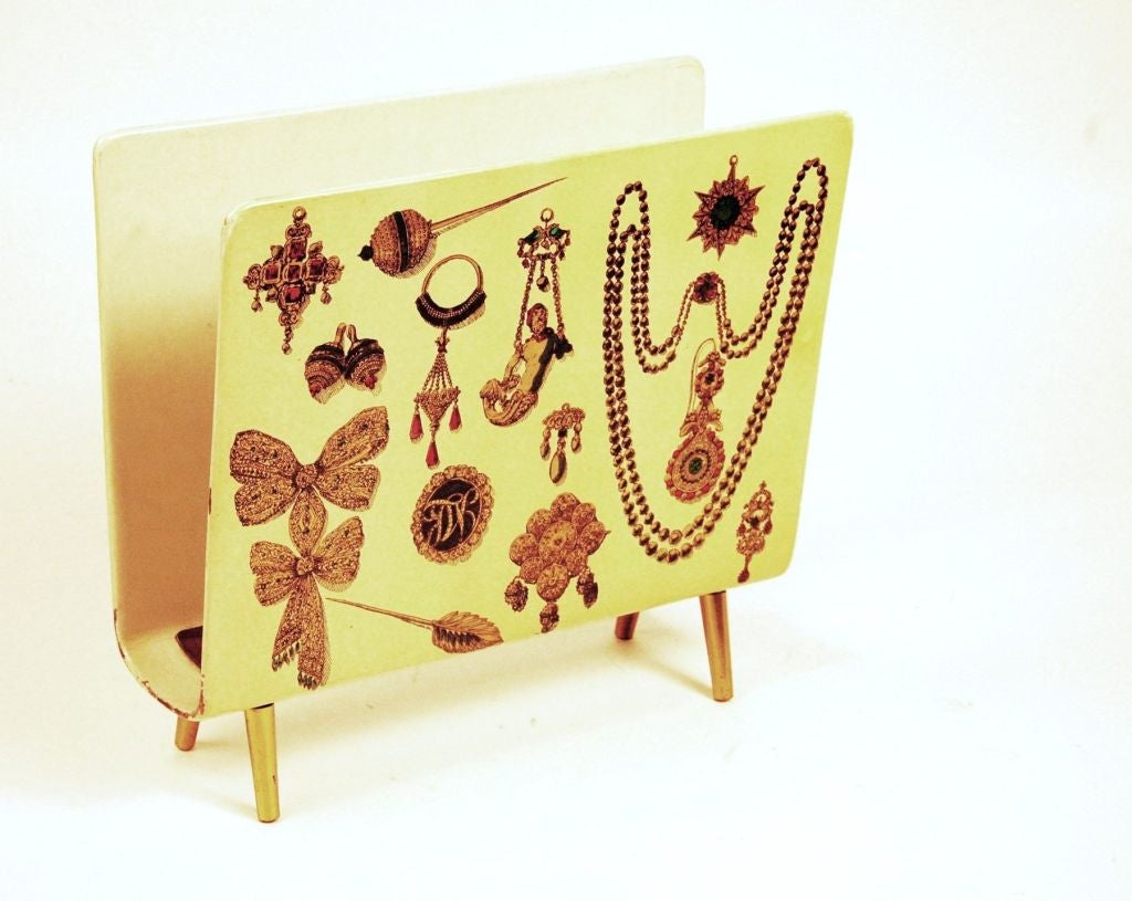 Gioeille Motif Magazine Rack Stamped Fornasetti, Milano