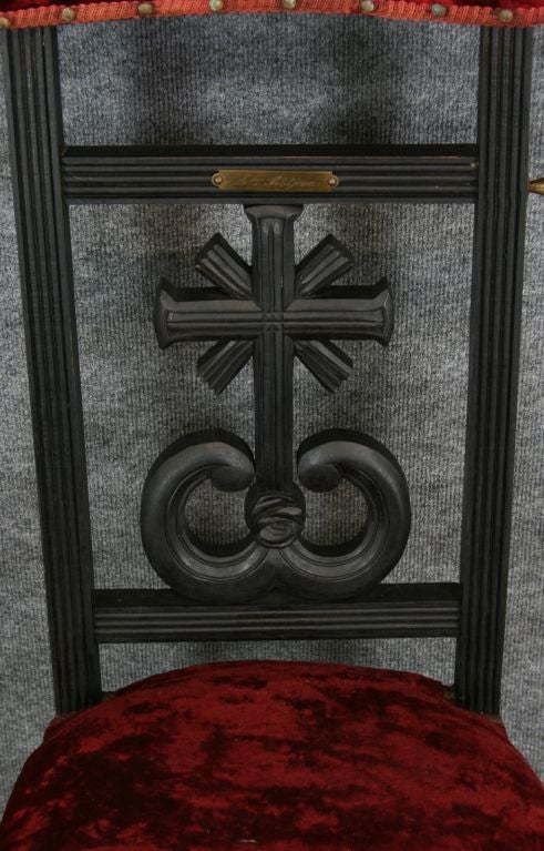 20th Century Antique Prie Dieu Prayer Chair Kneeler Cross Petitjean For Sale