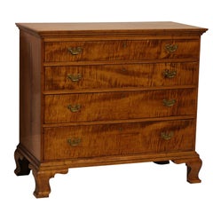 Bold American Tiger Maple 18th Century Four Drawer Chest