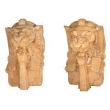 Carved Onyx Egyptian Style Lion's Heads