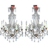 A Pair of 8 Light Italian Neoclassical Chandeliers