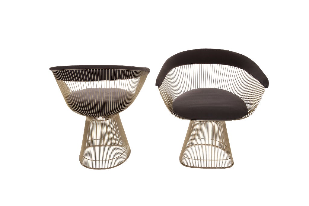 American Set Of Four Warren Platner Wire Dining/ Lounge Chairs