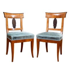 Antique pair of early Neoclassic Biedermeier Chairs