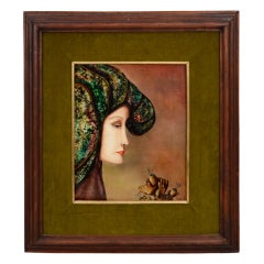 Vintage Mid Century Surrealist Oil Painting by Fernand