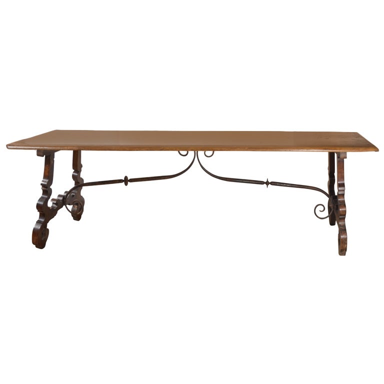 Spanish Walnut Iron Strap Table