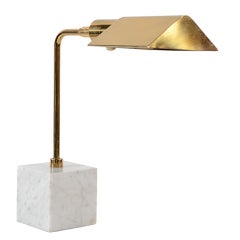 Modernist Brass/Marble Desk Lamp in the Manner of Cedric Hartman