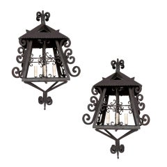 Vintage Pair Iron Lanterns