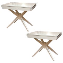 Pair of White Lacquered Nightstands