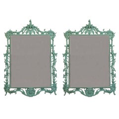 Pair of Large-Scale 19th Century Chippendale Style Painted Mirrors