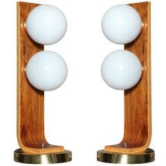 Pair of  Bend Wood Table Lamps