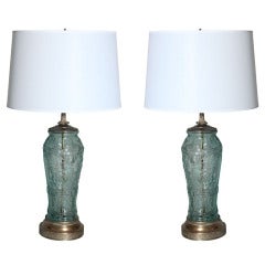 Pair of Embossed Glass Table Lamps
