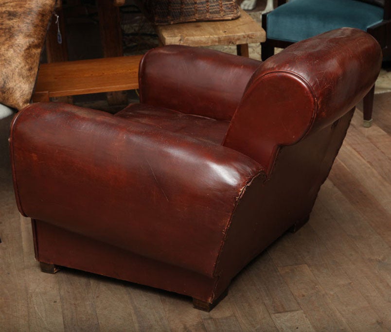 French 1930's Leather Club Chair