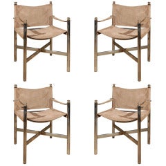 Set of Four Suede Directors' Chairs by Pace