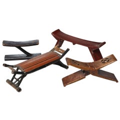 rare antique folding Chinese head rests