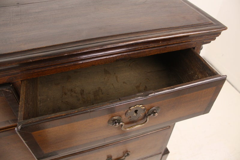 18th Century and Earlier 18th Century Oak Reeded Quarter-Column Banded Welsh Chest For Sale