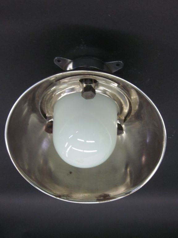 Stainless Steel Pair French Mid-Century Marine Industrial Flush Mounts or Sconces, Jean Prouve For Sale