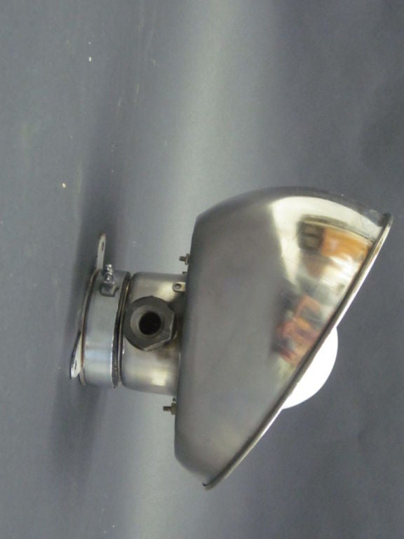 Stainless Steel Pair French Mid-Century Marine Industrial Flush Mounts or Sconces, Jean Prouve