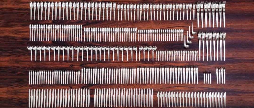 Arne Jacobsen Flatware For 12, 172 Pieces Made By A Michelsen 1