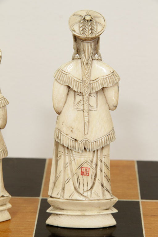Hand Carved Ivory Chess Set 2
