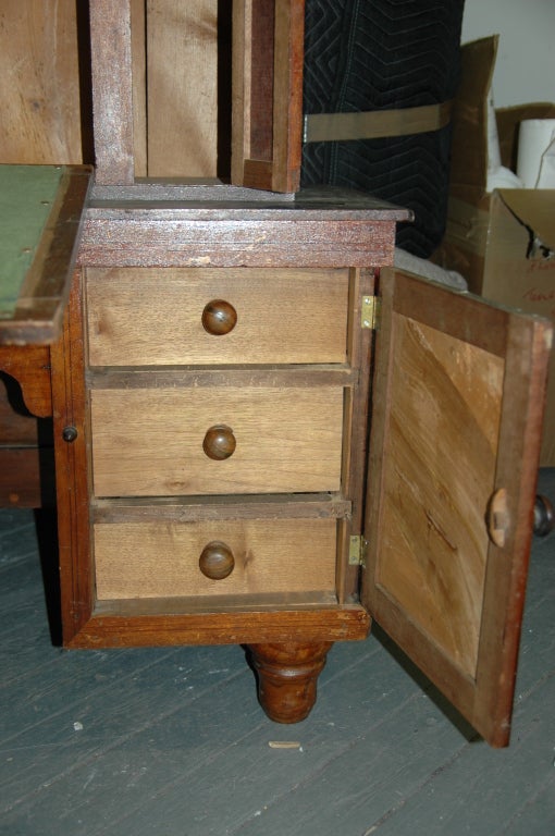 Wood Folk Art Secretaire Cabinet with Marquetry Map of the U.S.