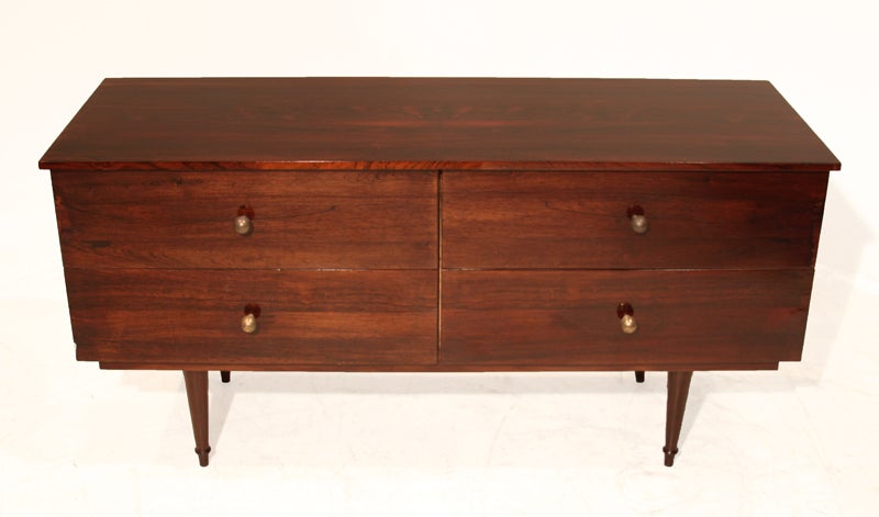 Organic Modern Brazilian Rosewood Dresser with Solid Brass Pulls