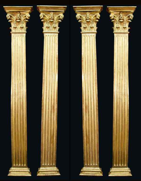 19th Century set of four French mid 19th century Louis XVI st. fluted columns