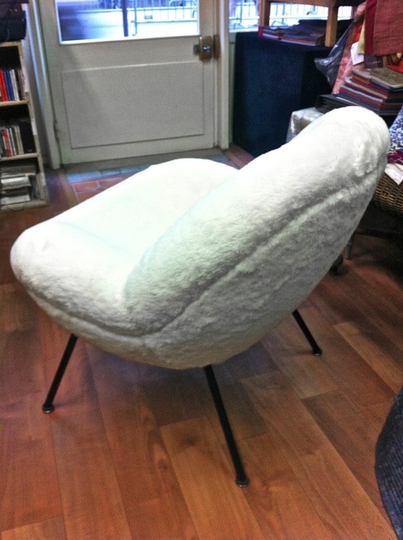 Fritz Neth Egg Chairs Reupholstered  In Teddy Bear Wool Material 1