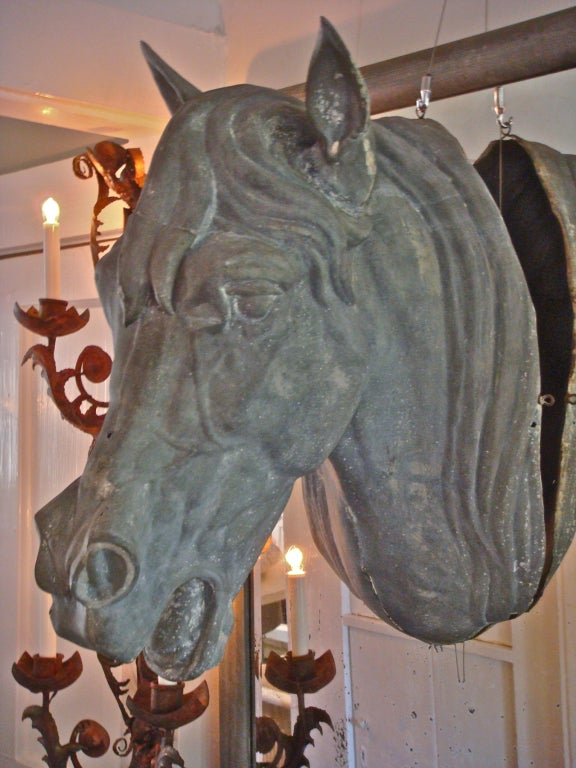 Beautifully rendered French tin horse head.
