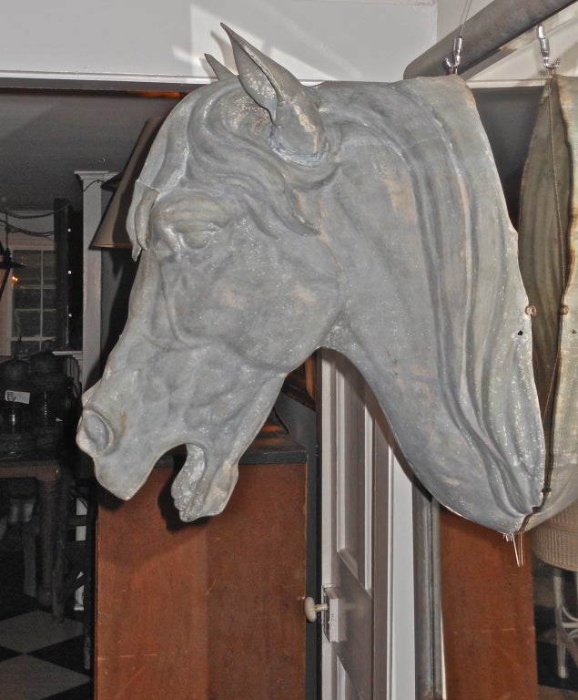 20th Century Life Size French Zinc Horse Head