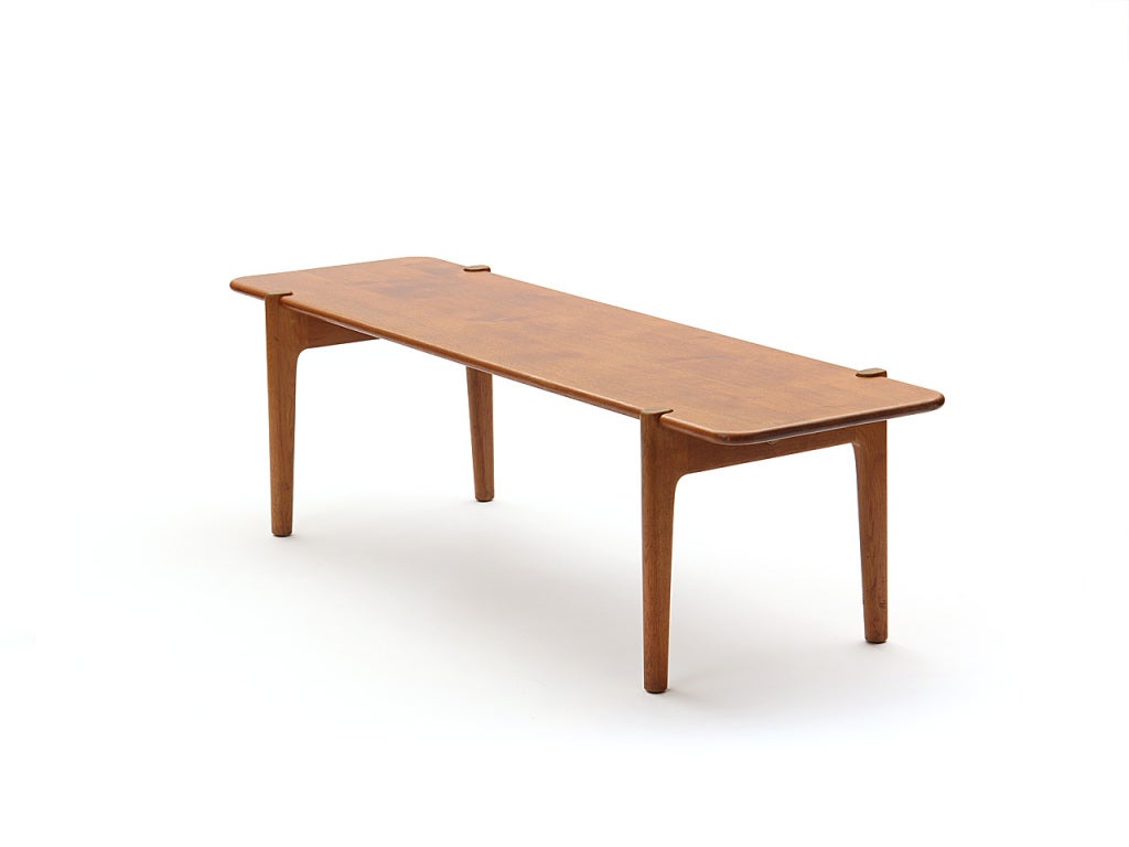 Danish Solid Oak and Teak Table by Hans J. Wegner For Sale