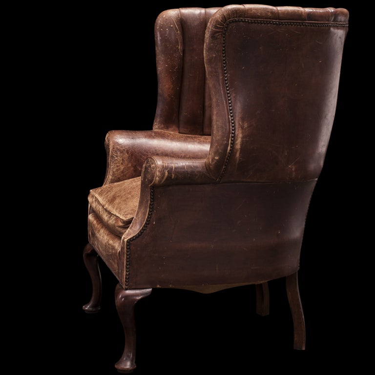 20th Century English Leather Wingback